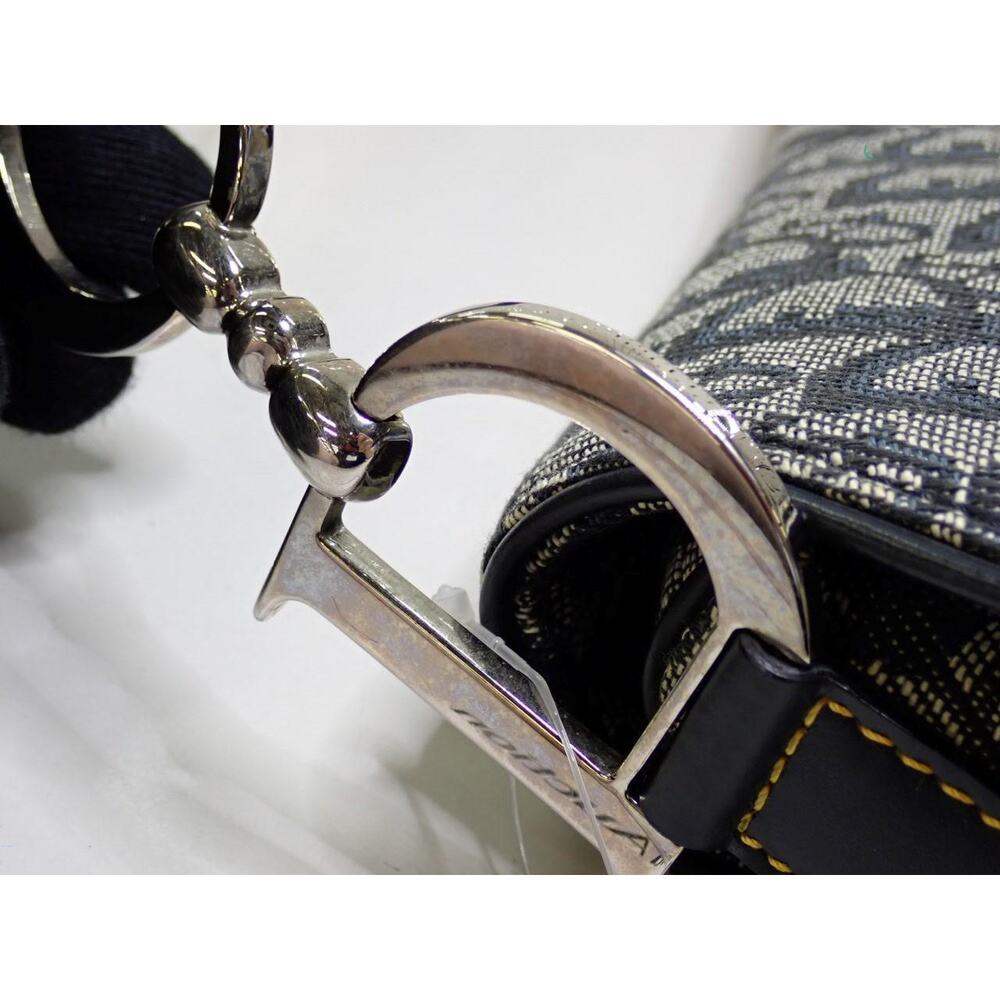 Christian Dior Saddle Bag Vintage Trotter Blue Diorissimo Shoulder Purse Oblique - Picture 7 of 15